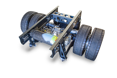 Heavy-duty truck axle system with integrated drivetrain and dual rear wheels