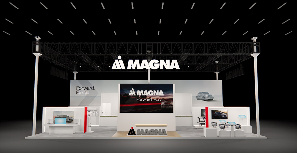 Front view of Magna Booth highlighting innovative products at 2025 Shanghai Auto Show