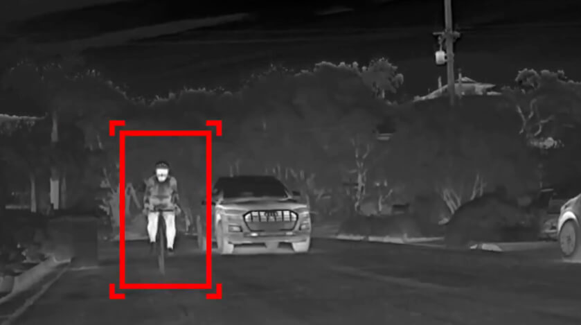 Thermal sensing on a vehicle picking up a deer on the road at night